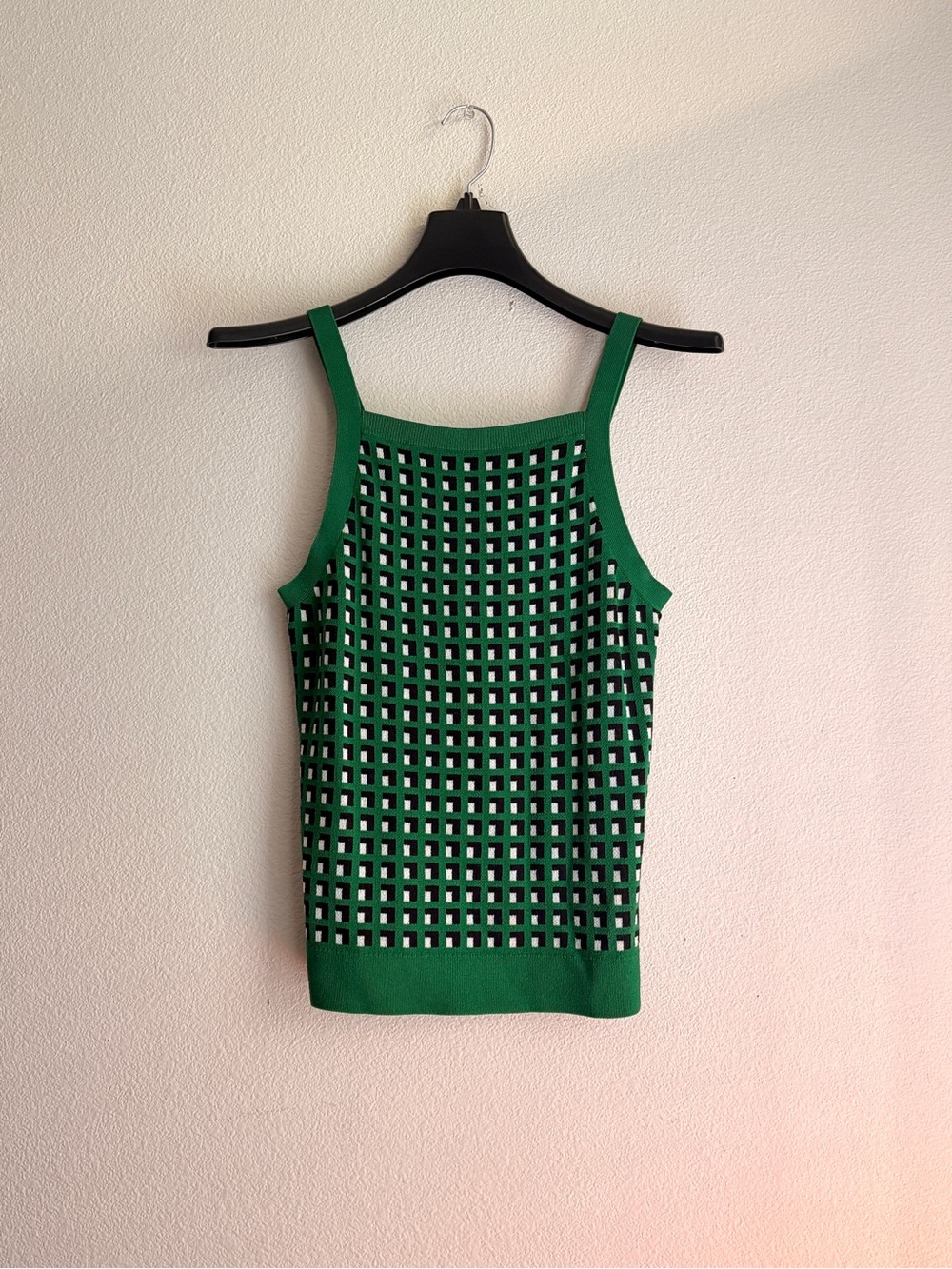 Banana Republic Geometric Knit Tank Top Green Y2K Minimalist Size M